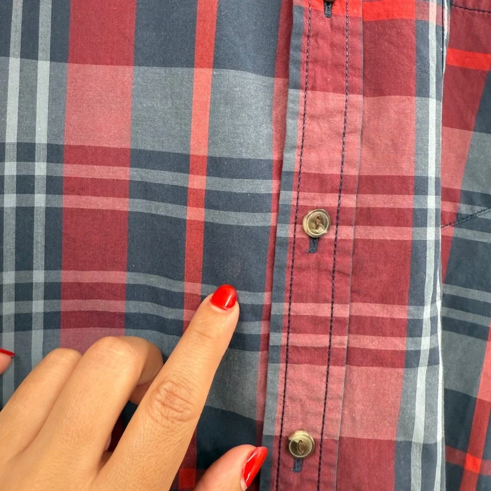 The North Face Plaid Button Up Short Sleeve Casual Shirt Mens M‎